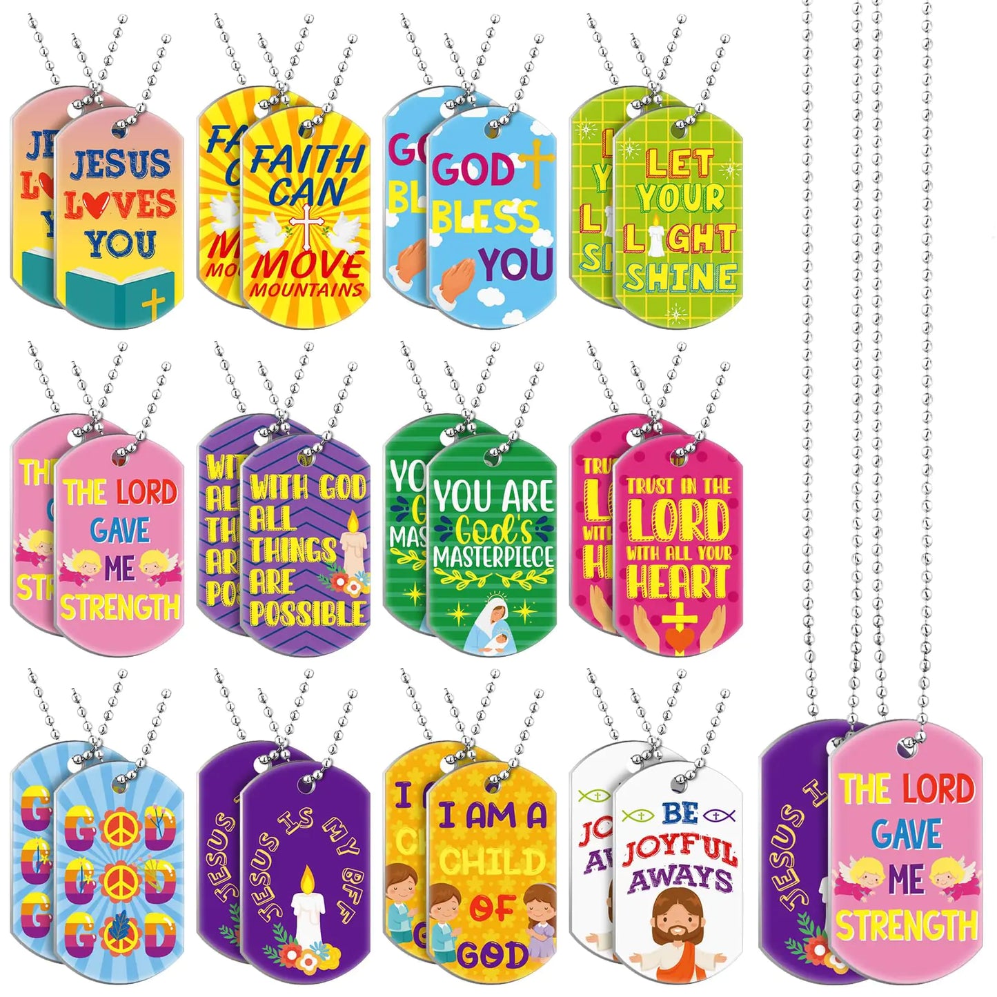 Faith Tags 24 Pc Inspirational Necklace Set