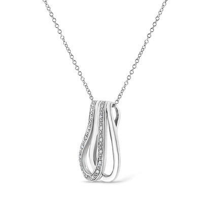 .925 Sterling Silver Pave-Set Diamond Accent Double Curve 18" Pendant Necklace (I-J Color, I1-I2 Clarity)