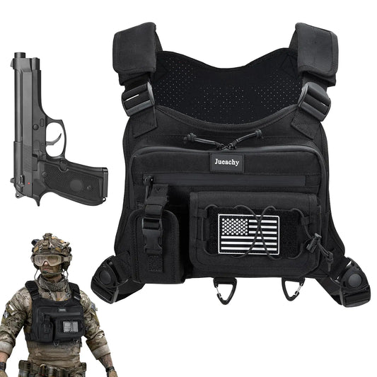 Jueachy Urban Tactical Chest Bag: EDC Vest with Pistol Holster