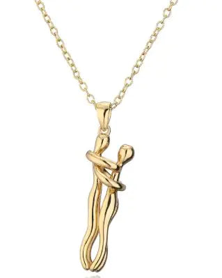 Couple Hugging Pendant Necklace