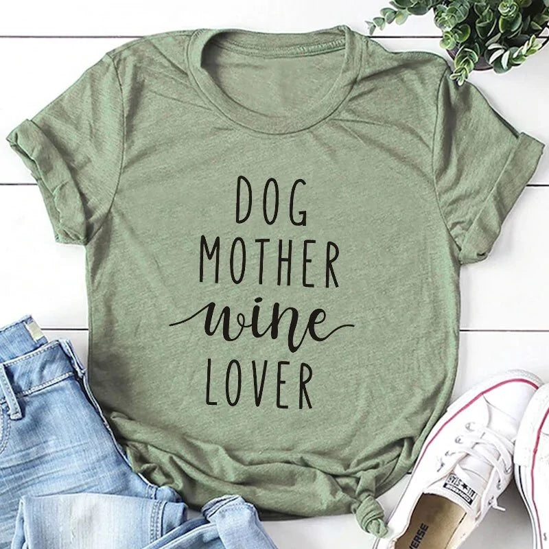 Dog Mother Wine Lover T-Shirt