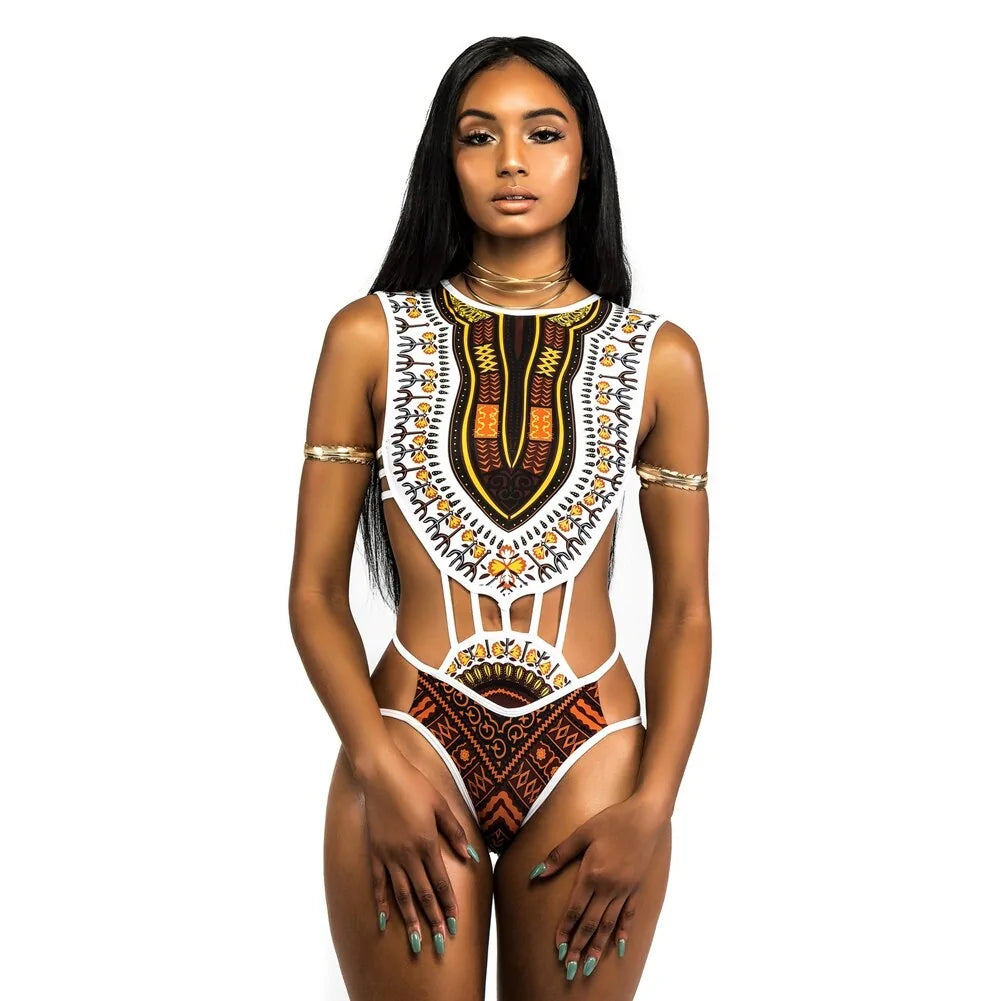 African Print One Piece Swimsuit