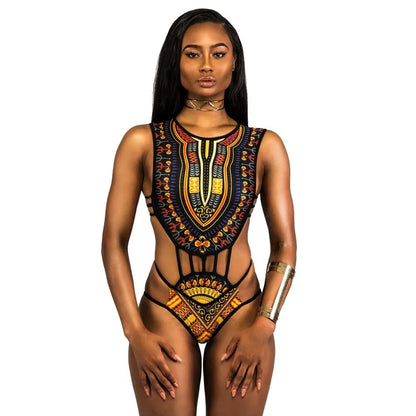 African Print One Piece Swimsuit