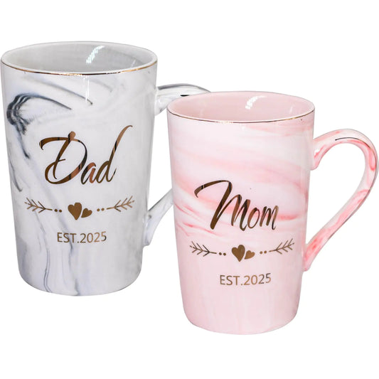 Mom & Dad 2025 New Parents Ceramic Mugs - Baby Shower Gift Set