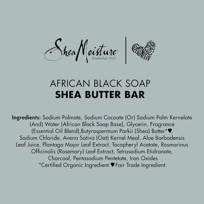 SheaMoisture Bar Soap African Black Soap for Troubled Skin Cleanser with Shea Butter 8 oz