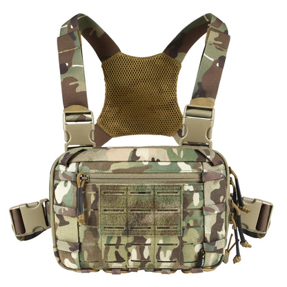 Tactical Chest Pack EDC Chest Bag 2L Utility Molle Chest Rig Pouch with CCW Compartment Adjustable Harness for Outdoor (CP)