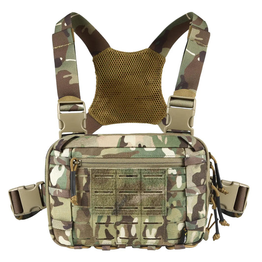 Tactical Chest Pack EDC Chest Bag 2L Utility Molle Chest Rig Pouch with CCW Compartment Adjustable Harness for Outdoor (CP)