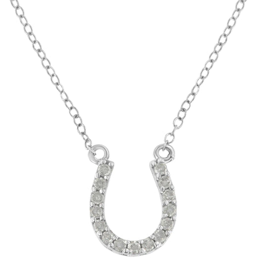 .925 Sterling Silver 1/4 cttw Diamond Horseshoe Necklace (I-J, I3)