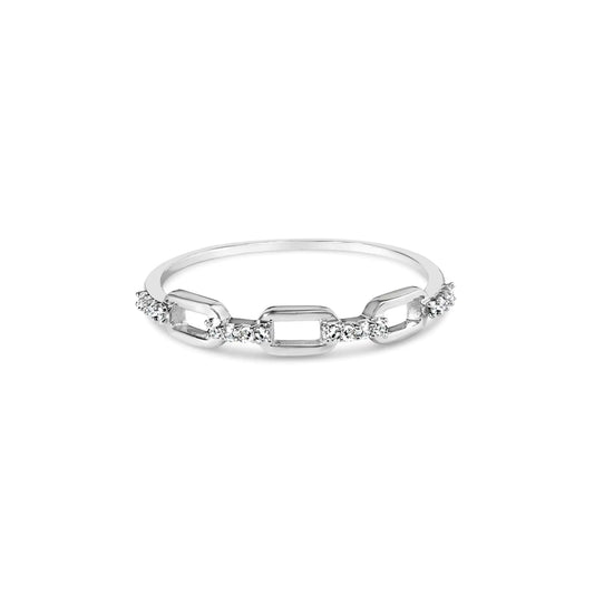 925 Sterling Silver Diamond Accent Paperclip Band Ring (I-J Color, I2-I3 Clarity)