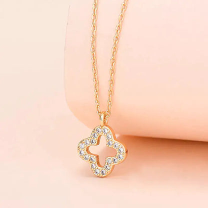 Simple Lucky Four-Leaf Clover Necklace